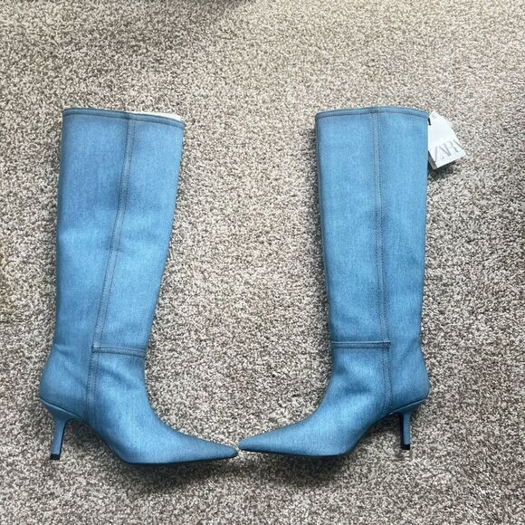 Zara knee high denim boots - Picture 6 of 9